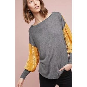 NWT Anthropologie velvet sleeved tee